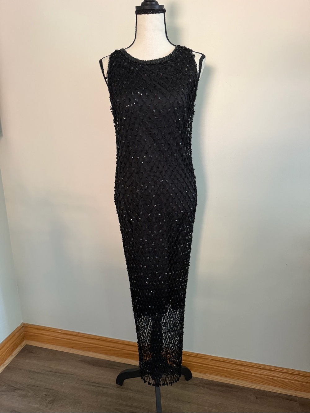 Vintage Black Sleeveless Sequin Dress